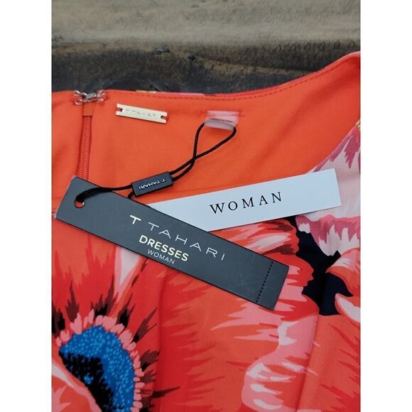 T TAHARI Floral Ruched Dress Plus Size 20W & 24W NWT Sleeveless Wedding Gest - Picture 7 of 7